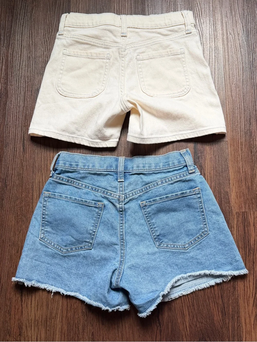 Old Navy Kids - Girls Cream High-Rise & Blue Button-Front Jean Shorts